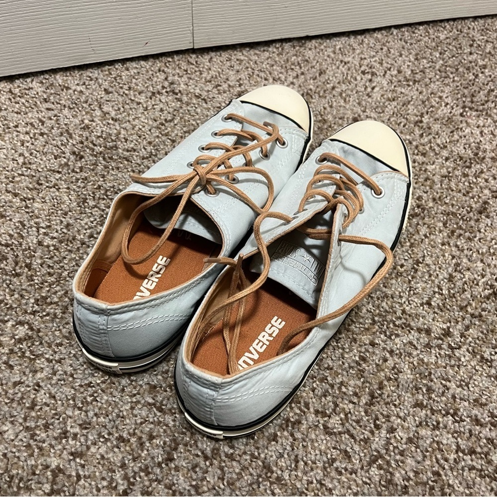 Converse Light Blue Canvas Sneakers with Tan Leather Laces - Picture 4 of 10